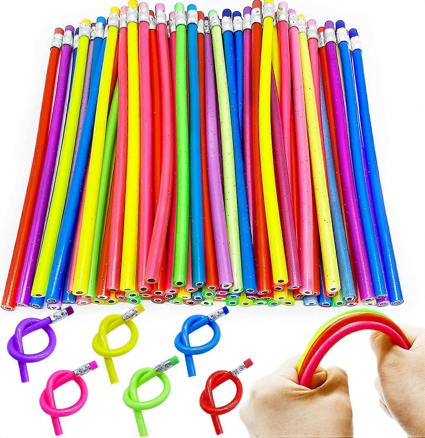 48 pcs Flexible Soft Pencils, Magic Bendable Pencils, Multi-Colored Fun Soft Pencils with Eraser