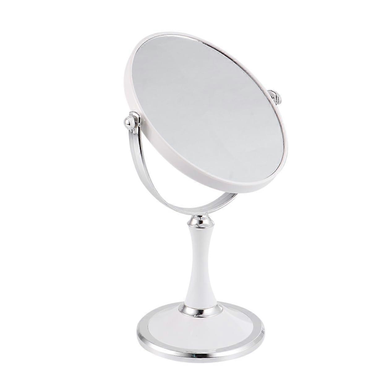 Double-Sided Makeup Mirror 6-Inch White Handheld Vanity Mirror with Desktop Stand Cosmetic Mirror for Makeup Application