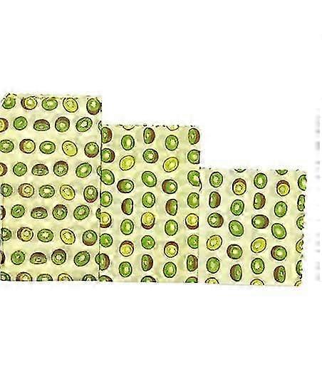 3 件可重复使用的蜂蜡包装蜂蜡包装布，用于水果蔬菜三明治蜂蜡食品包装布