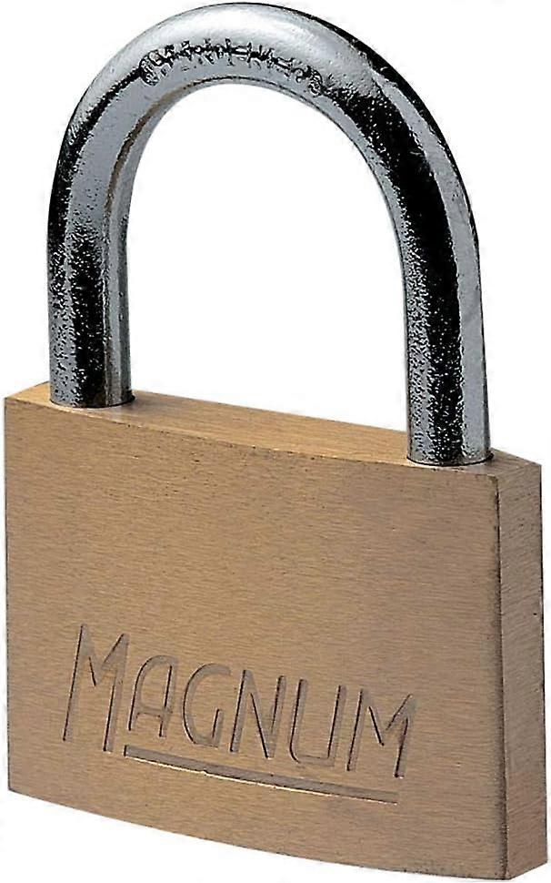 Padlock with brass body and key, gold color,