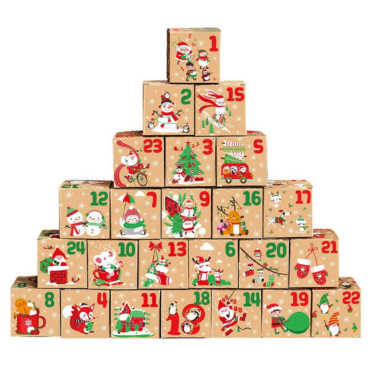 24pcs, Christmas Advent Calendar Boxes Countdown to Christmas Empty Gift Boxes to Fill for Christmas Party Favor Holiday Decorations
