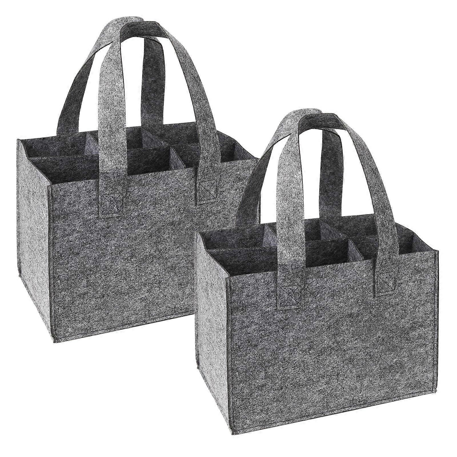 Pack of 2 Felt Wine Bottle Bag, Reusable Handbag, Gifts for Men, Gray