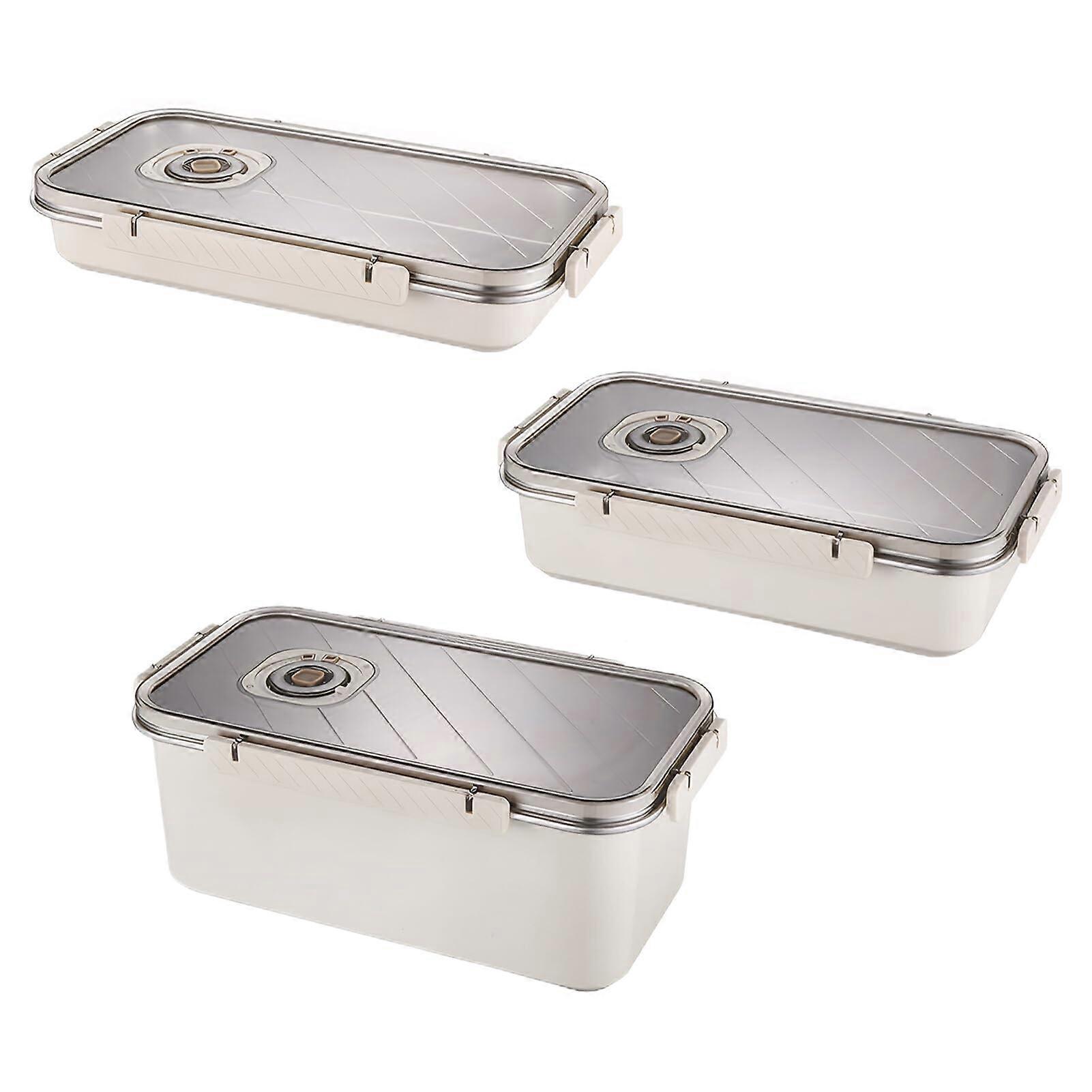 3 x Stainless Steel Food Storage Containers, Rustproof Solution, Stainless Steel Container with Lid, January to December
