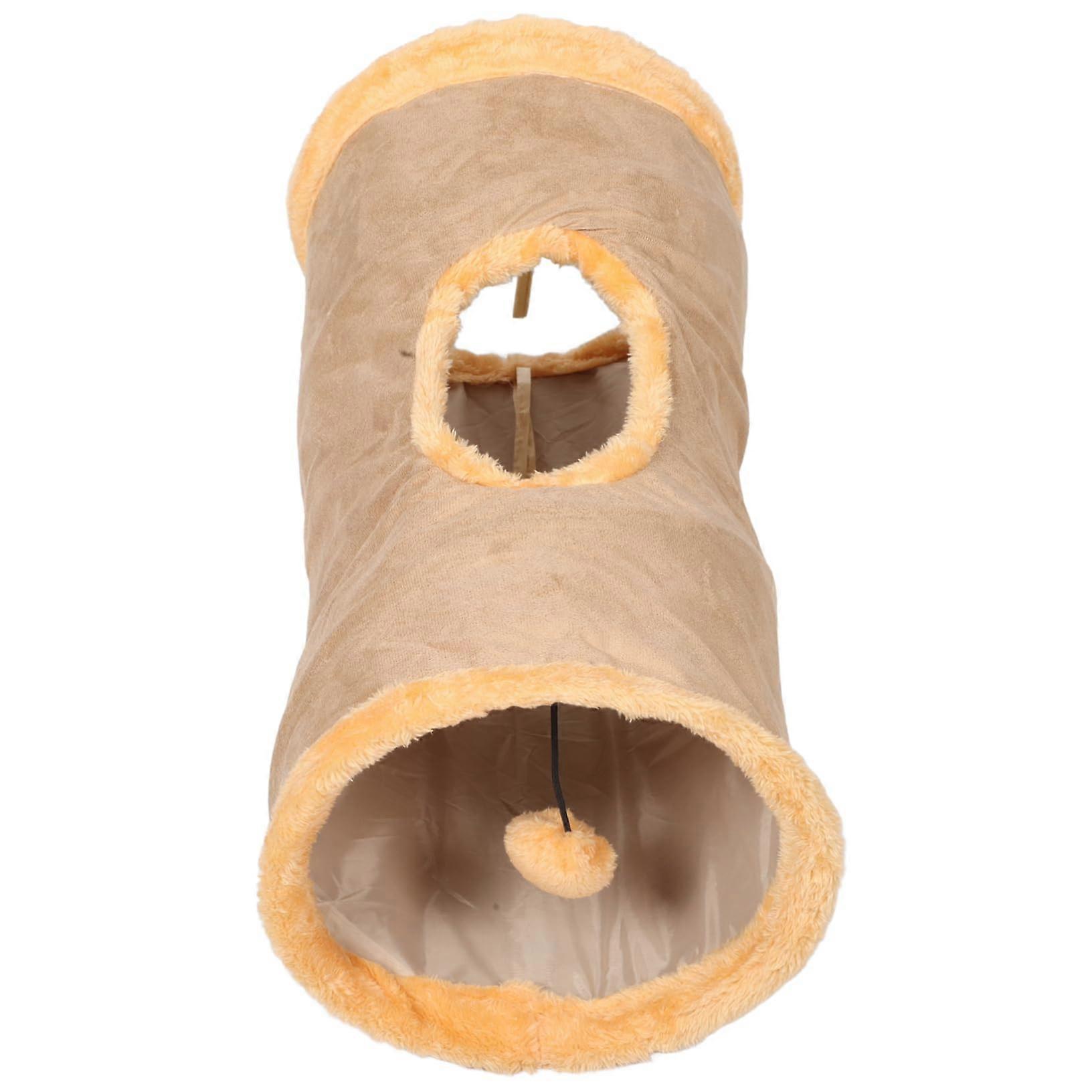 Cat Tunnel Interactive Cat Toy Tunnel for Small Pets Kitten Tunnel Toy Cat Toy Tunnel Cat Tunnel with Ball Cat Hideaway Puppy Tunnel Velvet Khaki
