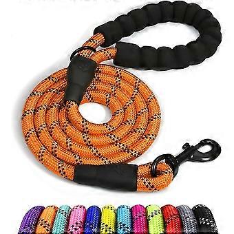 Dog Rope, Nylon Dog Leash with Soft Padded Handle and Reflective Threads, 150cm x 1.2cm, Orange