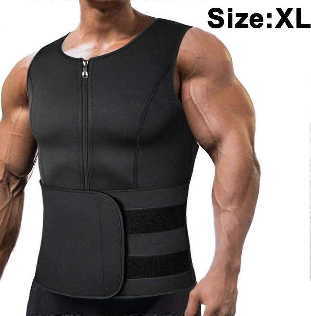 XL Black Neoprene Sauna Vest: With slimming belt, sauna effect, body shaper