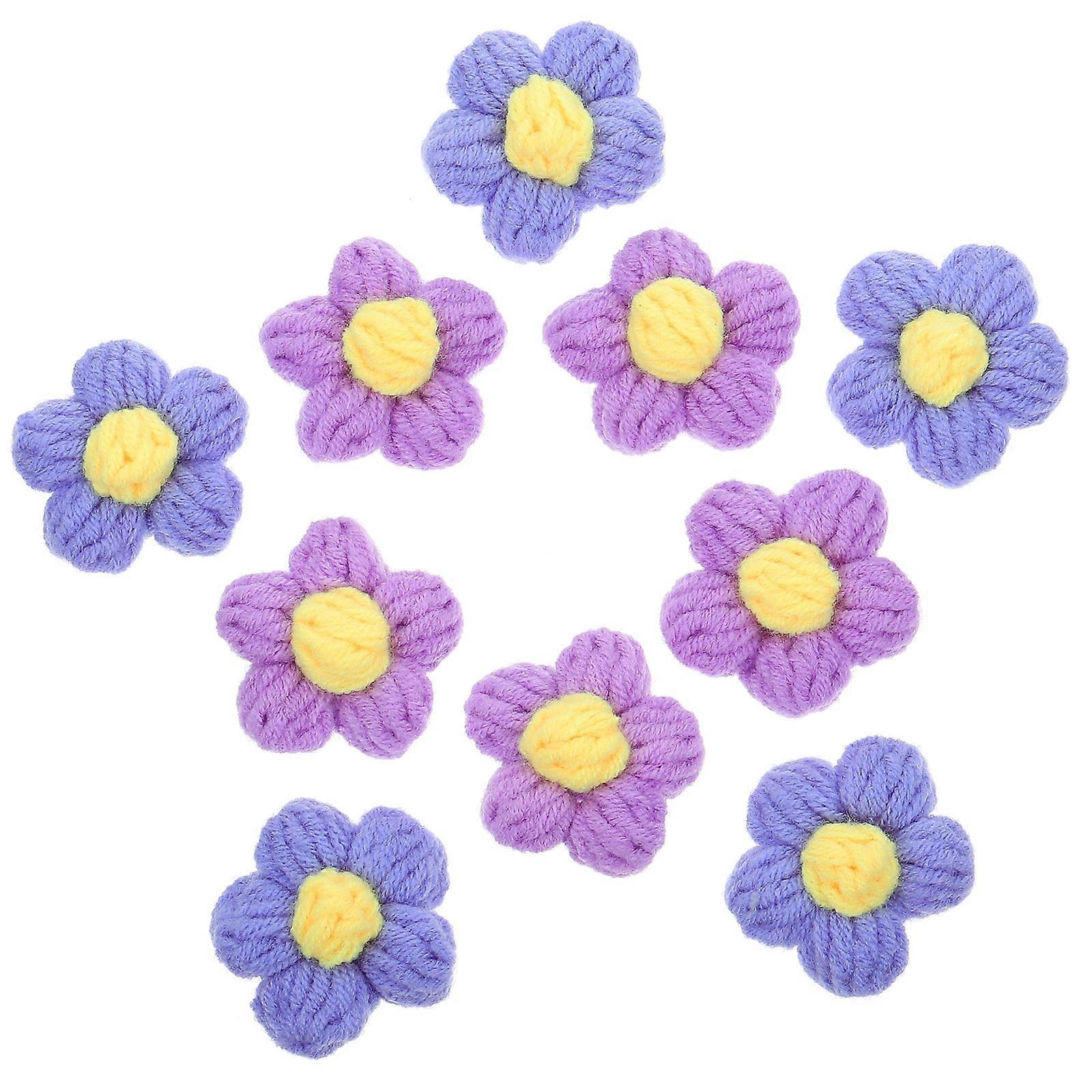 10pcs Puff Flower Craft Accessories for Brooches, Hairpins & Headdresses – Creative DIY Knitted Embellishments for Handmade Projects