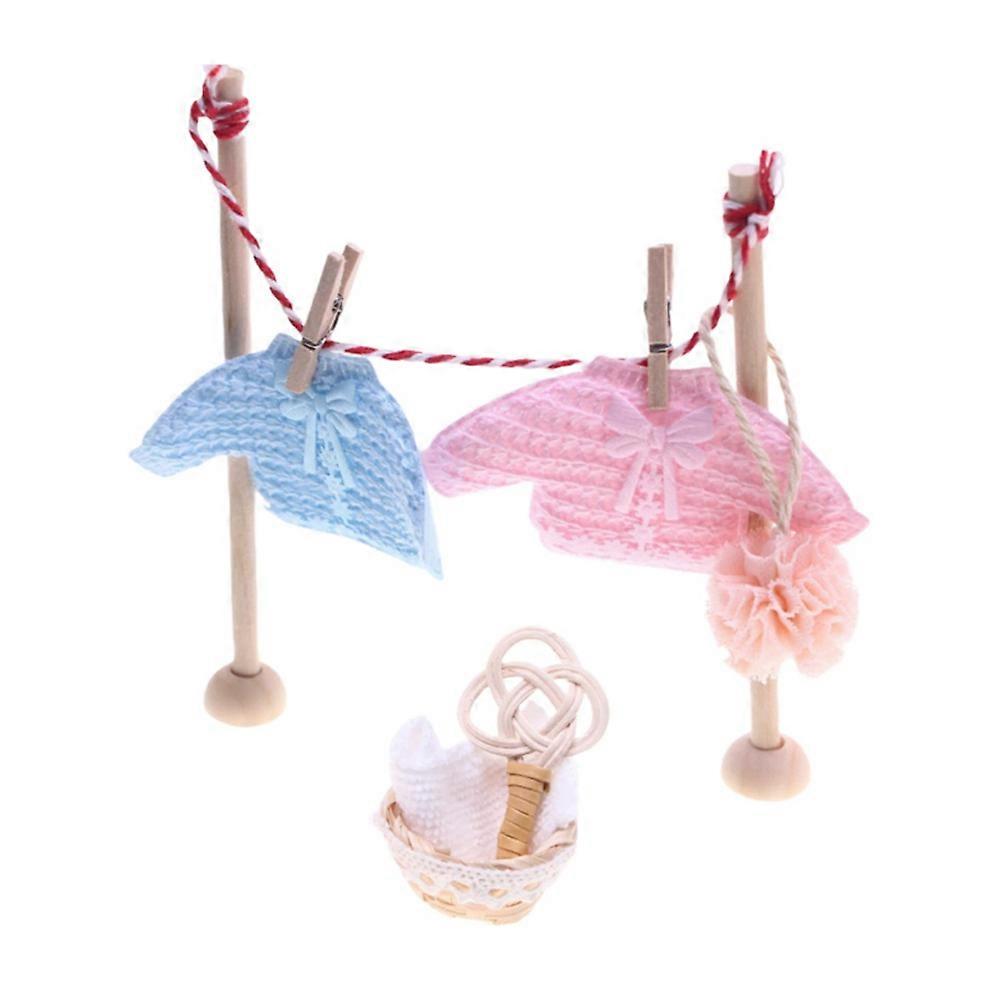 Dollhouse Laundry Set 1Set Multi Wooden Multifunctional Dusting for Dollhouse Use