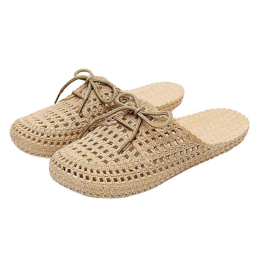 Coffee PVC Baotou Sandals for Outdoor Use Hollow-out Design Comfortable Summer Wear 1 Pair