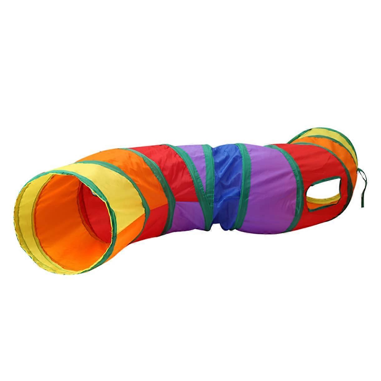 Foldable Cat Tunnel Rainbow Colors SShaped Crinkle Tunnel for Cats, Promotes Exercise and Movement
