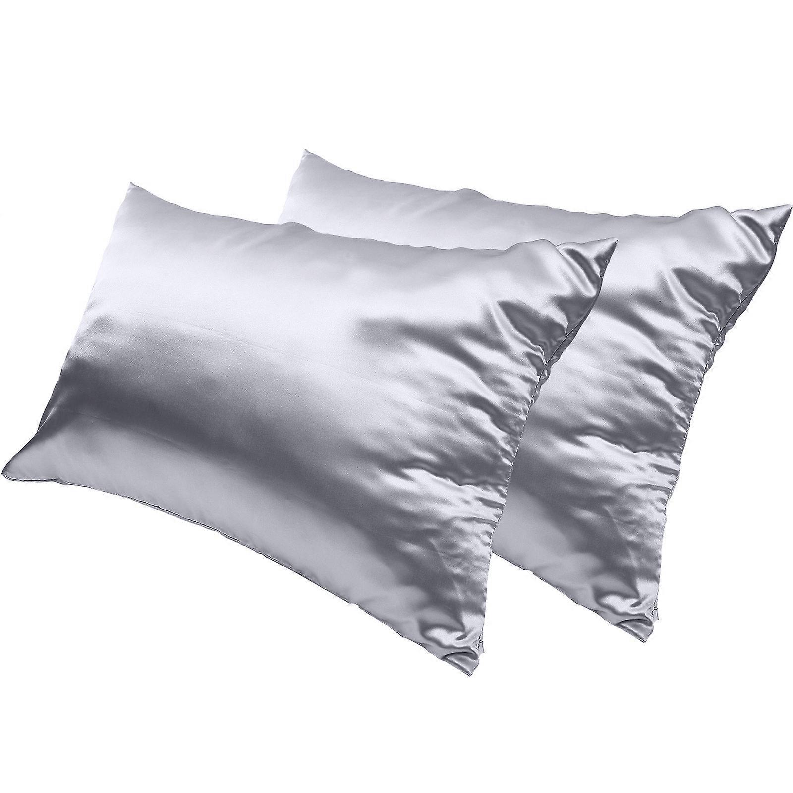 Silk Pillowcase Zipper Design Pillow Cover for Protection 2Pcs Set