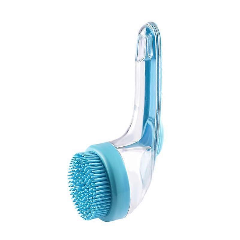 Pet Bath Brush, Soft Silicone Massage Brush with Long Handle for Dogs and Cats, Suitable for Long and Short Hair, Blue
