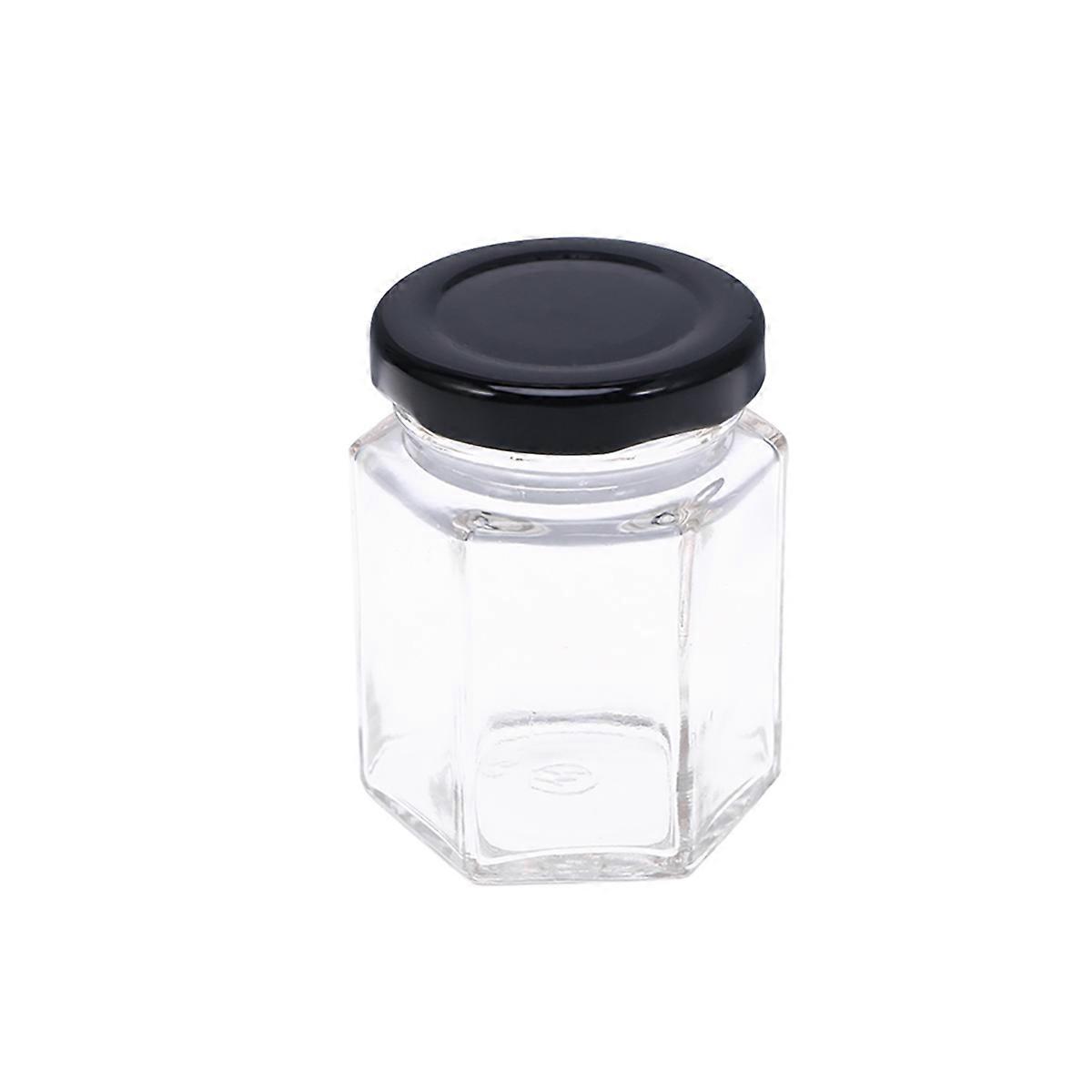Hexagon Transparent Glass Bottle for Honey Storage, Thickened Flat Bottom Jar for Kitchen Organizer, Opener for Sugar, Nuts, Beans and Dry Food
