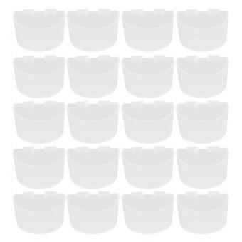 20 stks Vogelvoer Bowl Plastic Papegaai Water Feeding Cup Birdcage Feeder Trog Set Kit Wit 11x6cm / 4.33x2.36inYMJJ