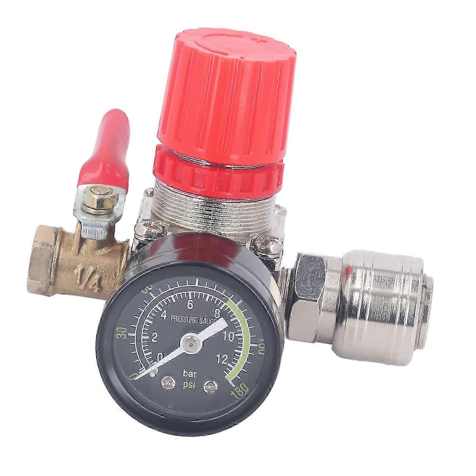 Air Compressor Regulator Kit with Gauge & 4-Way Valve - European Style 0-180 PSI for Pneumatic Tools, 1/4 NPT Connection
