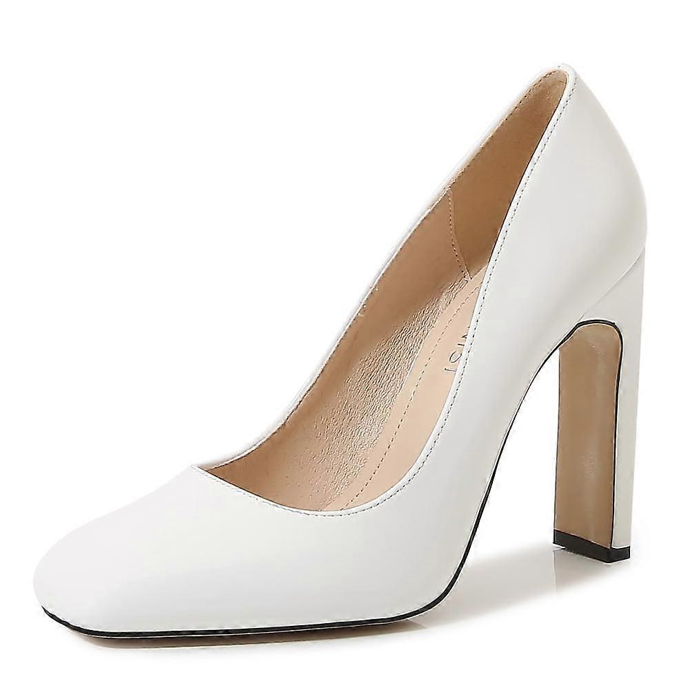 Stylish Red High Heel Shoes with Square Toes for Formal Occasions, Chunky Heel, Size 41 EU, Elegant Design