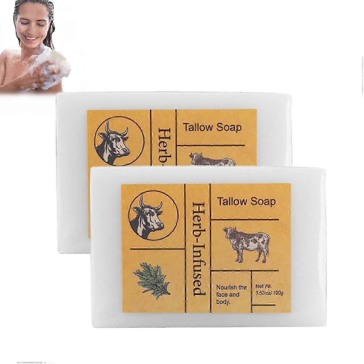 Tallow Soap, Natural Tallow Soap,Tallow Handmade Soap Bar, Moisturising Face Soap and Body Wash Great for Dry, Itchy, Sensitive Skin