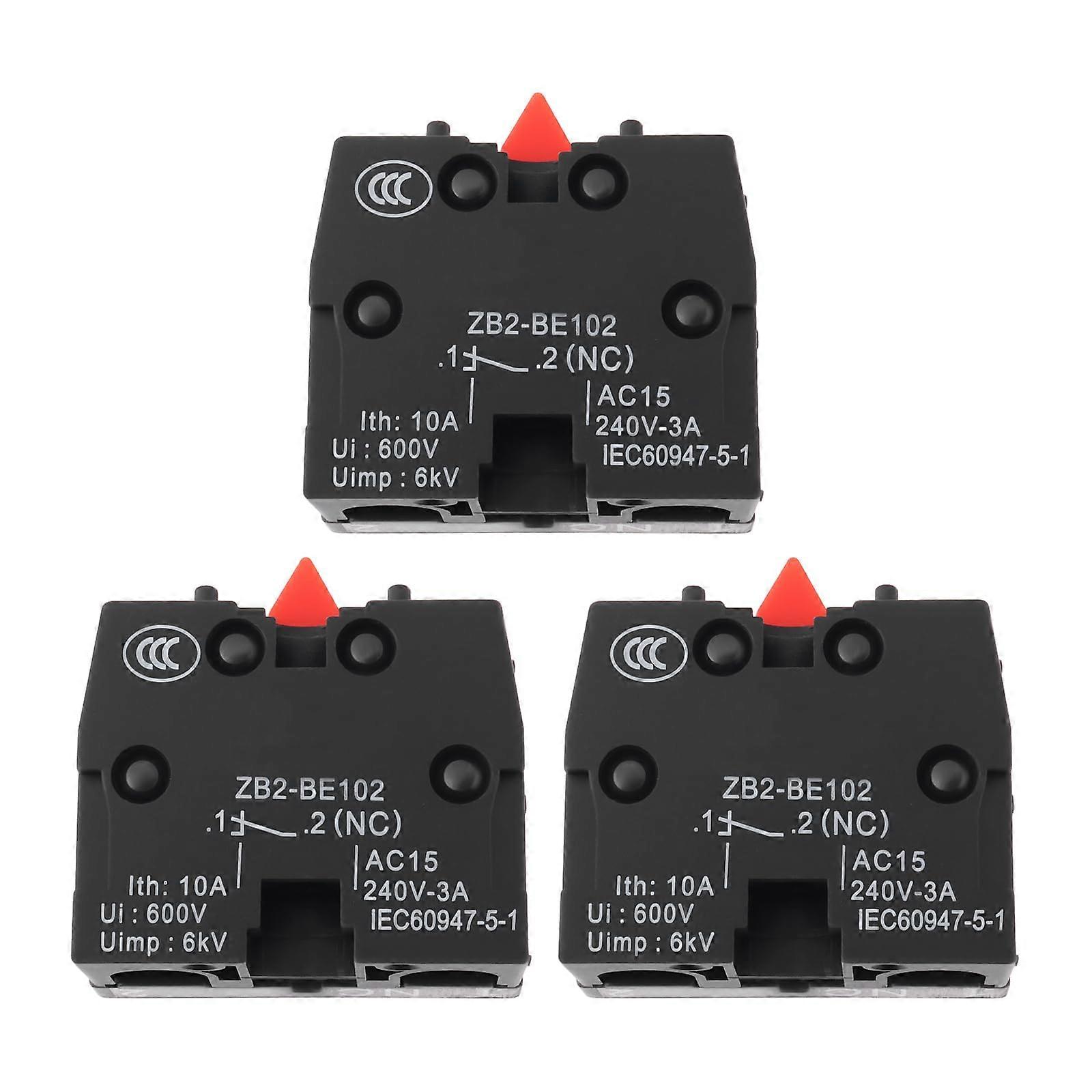 3x ZB2-BE102 Self-Adjusting Push Button Switch for Cutter Opener, 22mm Size, Compatible with Various Applications