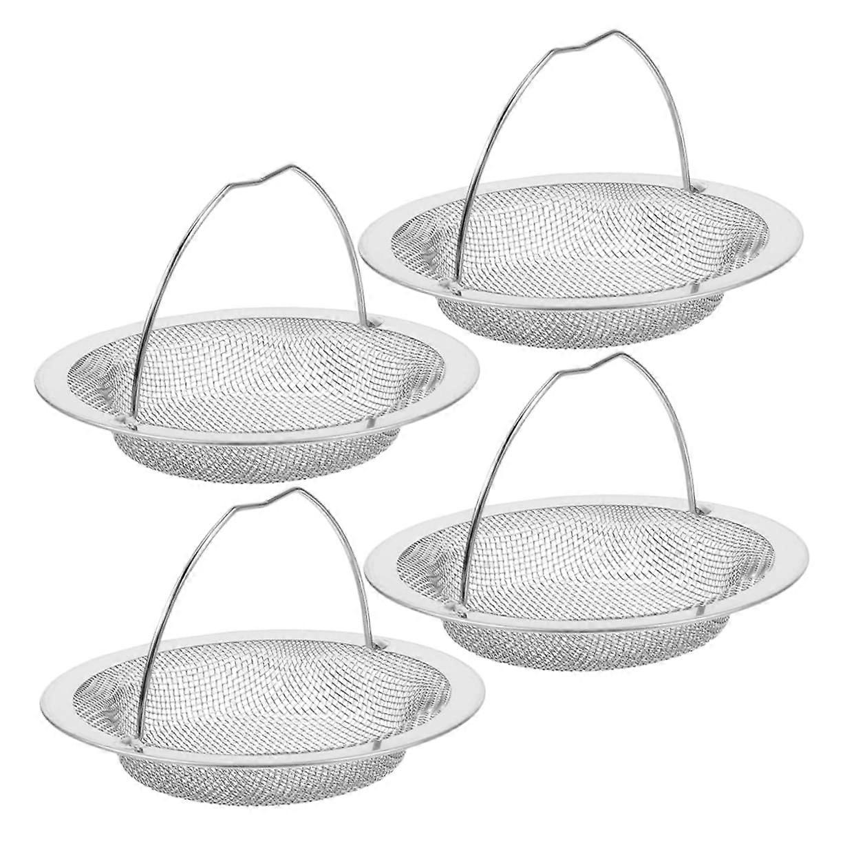 Stainless Steel Sink Filter Basket Set of 4, Food Catcher Draining Strainer, Rust-Free Kitchen Accessories Silver