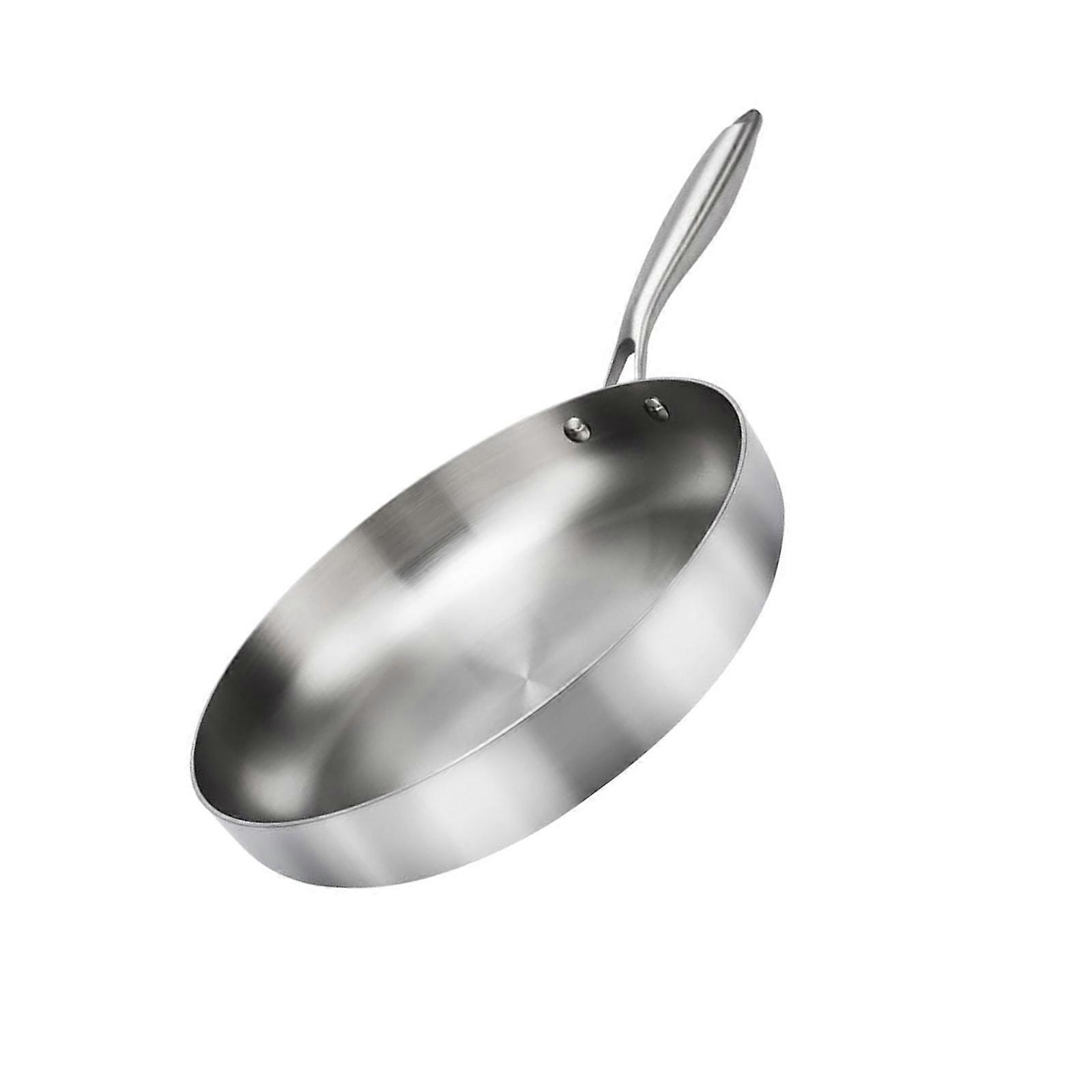 Stainless Steel Skillets with Ergonomic Handle Even Heat Distribution Frying Pan Kitchen Cookware For Gas Stove Multicolor