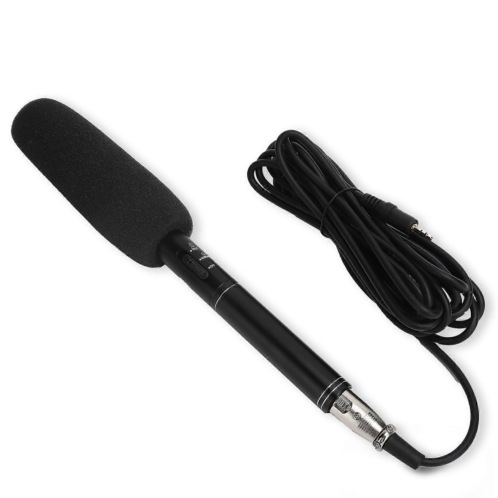 Sensitive Interview Microphone, Wired Portable Handheld Microphone with On and Off Switch for Camera, Black (Black, 28 cm) Black 28 cm