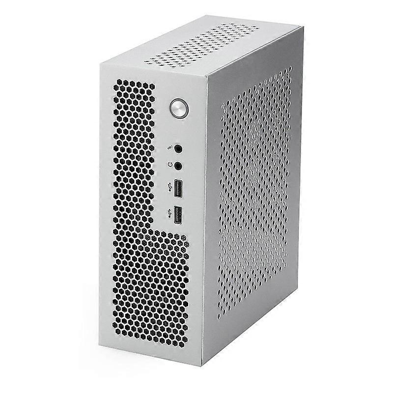 A09 Mini-ITX HTPC computerbehuizing Mini-desktopbehuizing met USB 3.0/2.0-poort Industriële besturing voor thuisbioscoop-pc-gaming Zilver