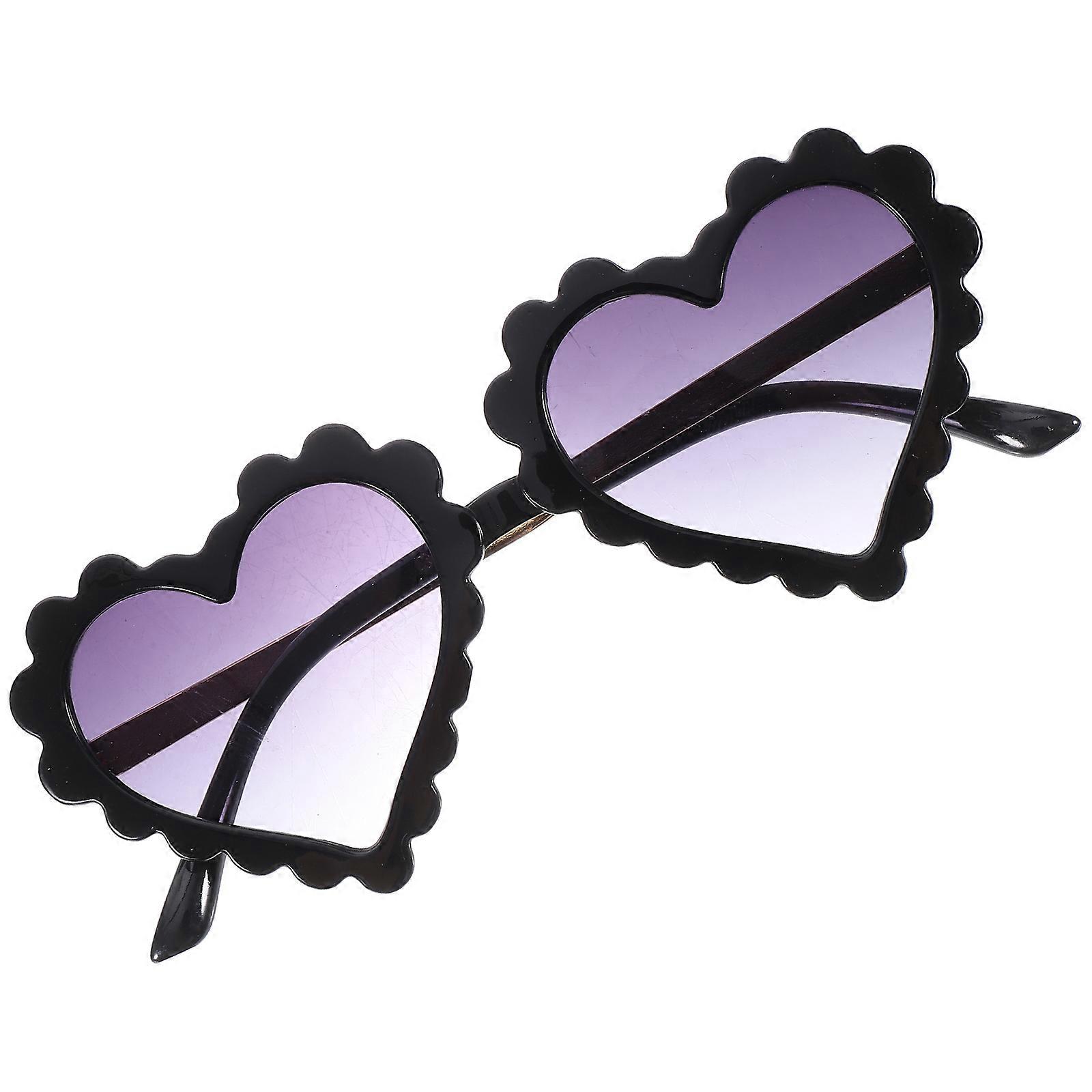 Polarisierte Sonnenbrille Kinder Anti-UV Sunglasses Heart Design Black Frame Gray Lens Outdoor Travel Dress Up Accessories 1Pack