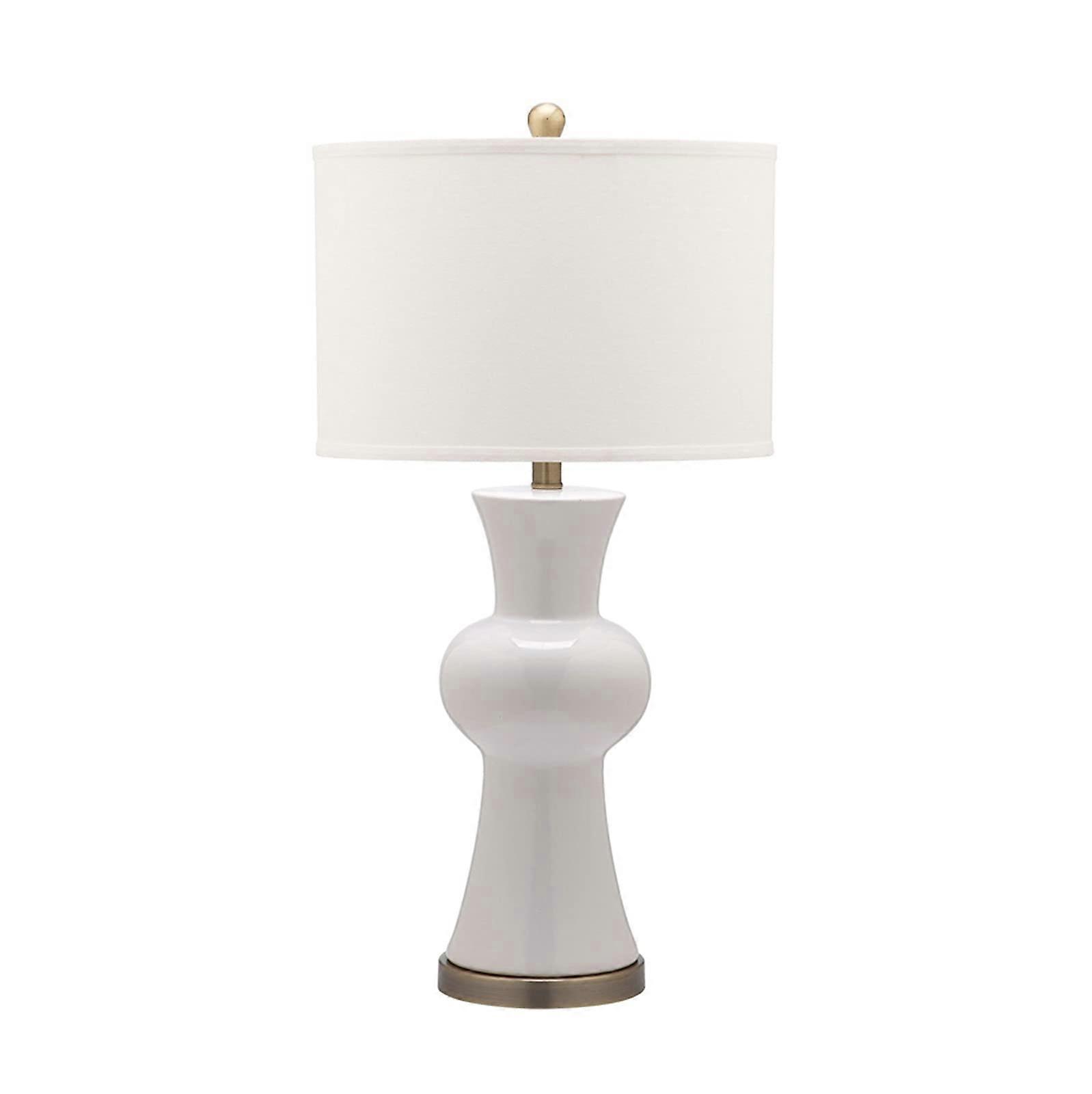 Table lamp, white ceramic bedside lamps with fabric lampshades, 28.7' H desk lamp