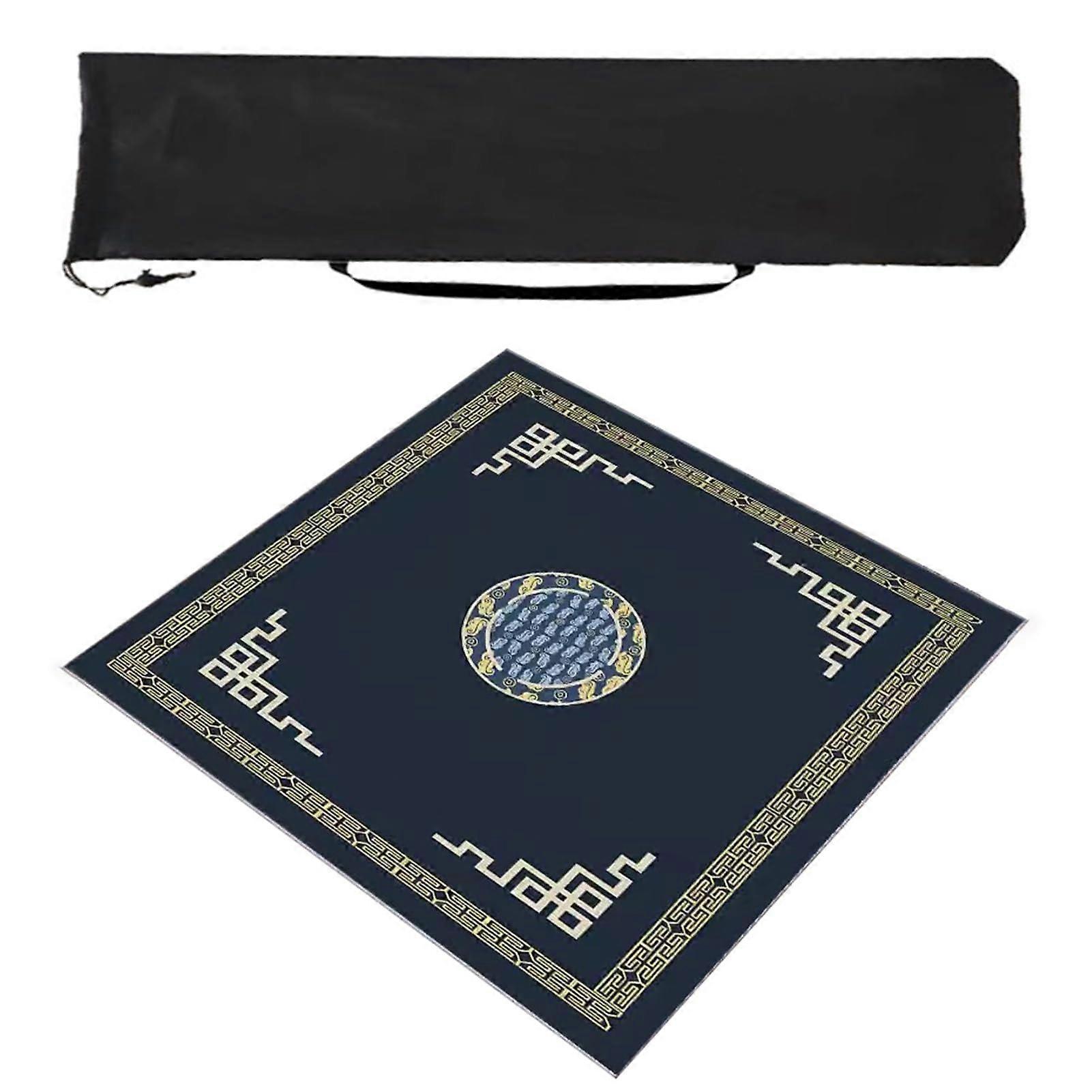 Mahjong Mat 23.6 Inch Silent Crystal Velvet Table Mat with Storage Bag for Mahjong and Poker, Style 1