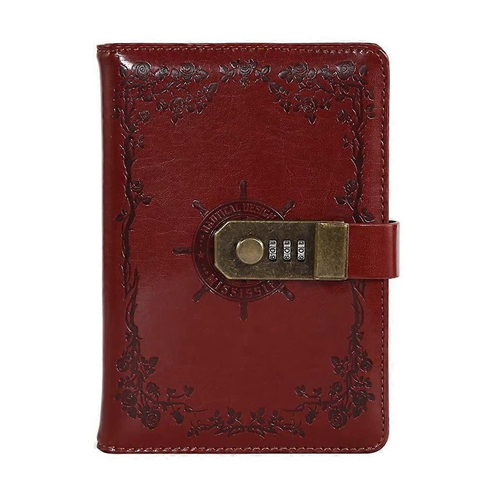 Leather Diary with Lock Planner Password Retro Notebooks and Journals Agenda Notebook for School Notebook Supplies (Color: E, Size: B6)