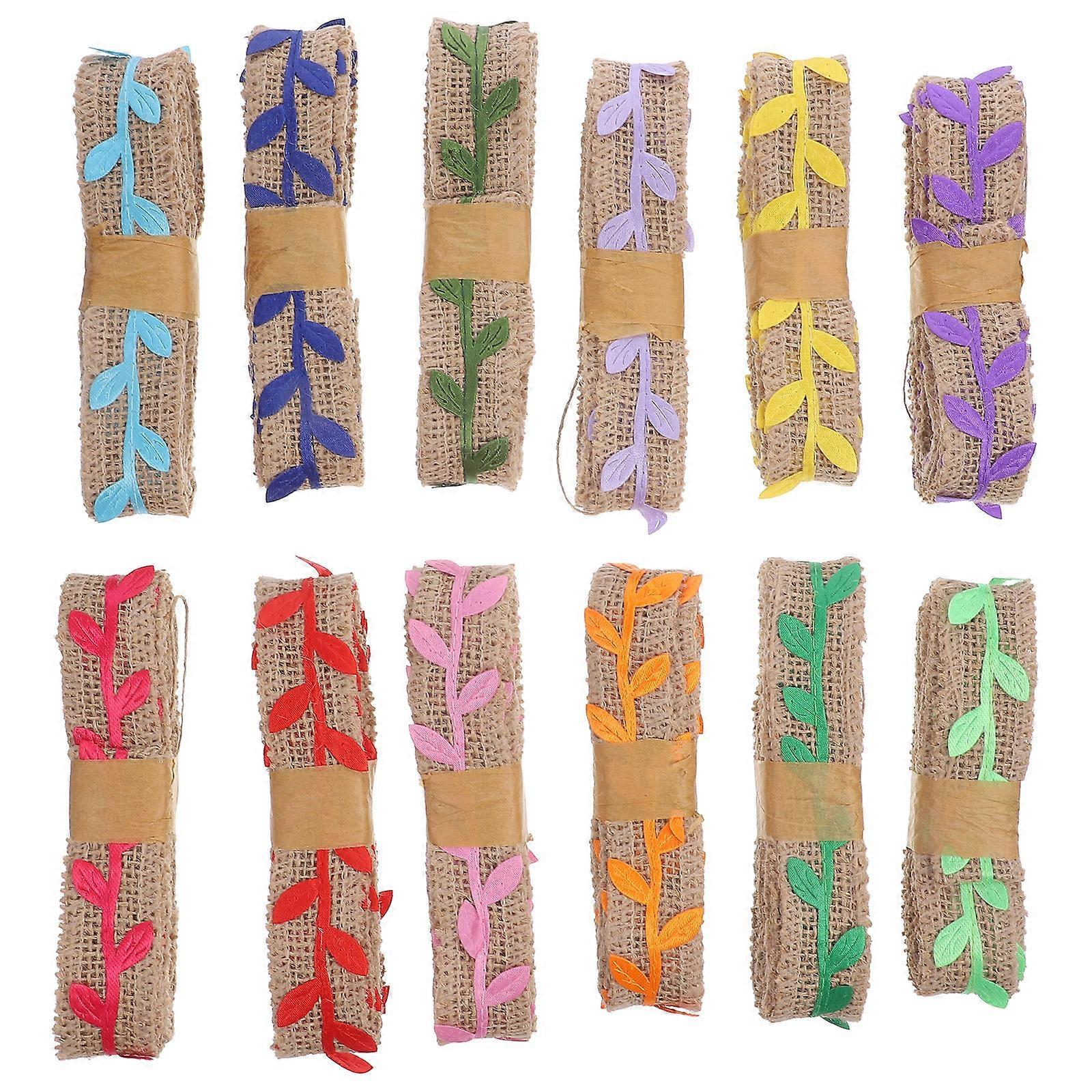Decorative Ribbons Crafts Jute Material Rustic Style Twig Pattern Ornaments Art Students 12 Rolls