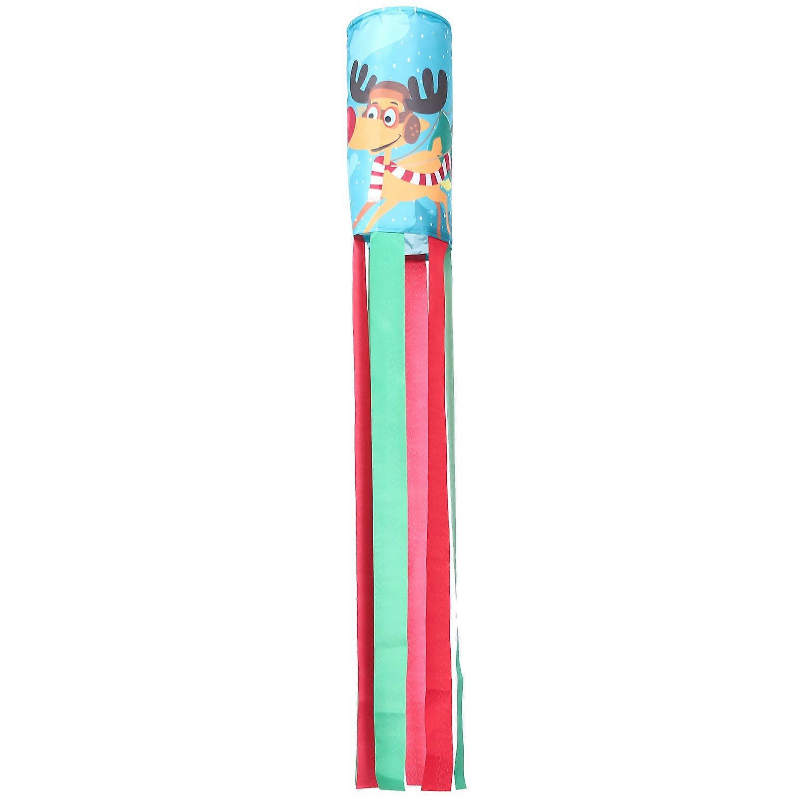 Outdoor Christmas Windsock Flag Polyester Material Refined Design Christmas Theme Pattern 100x14cm For Garden 1Set