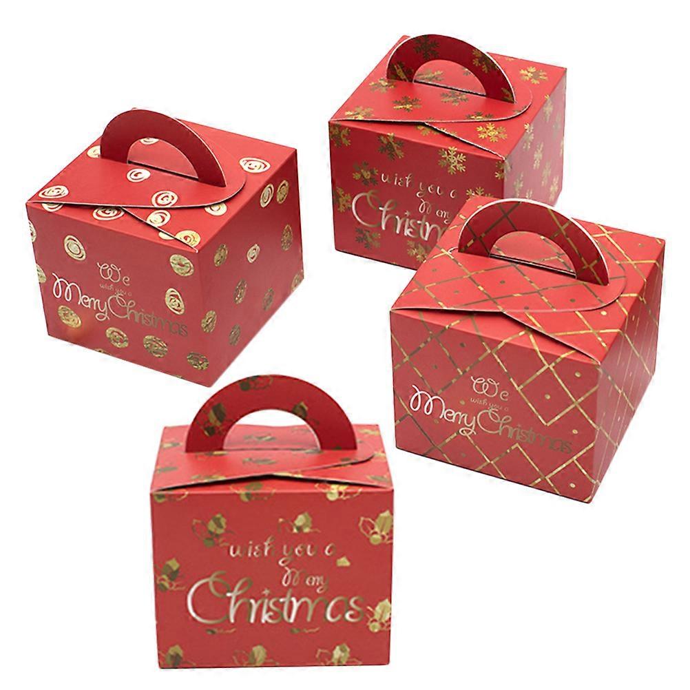 Wrapping Boxes For Presents Square Apples Boxes with Handle Festive Candy Holder .5x9.5x8cm Packaging Decor 12Pcs