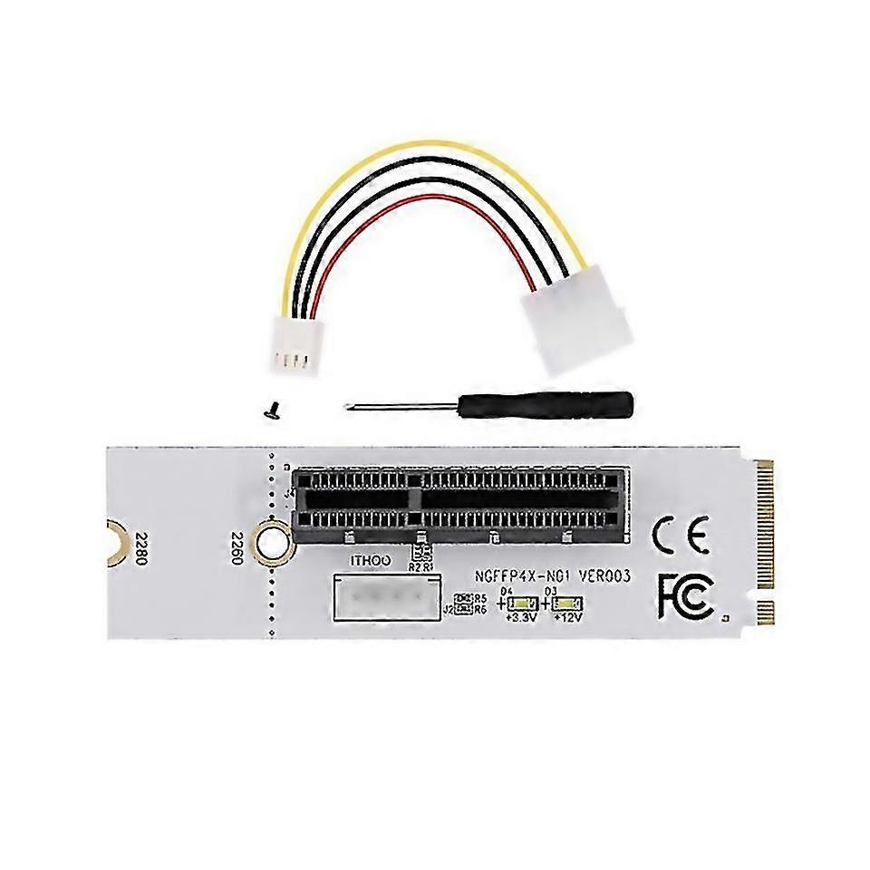 For M.2 Key 1x 4x Adapter With Light Adapter Card With 4 Pin Power Cord