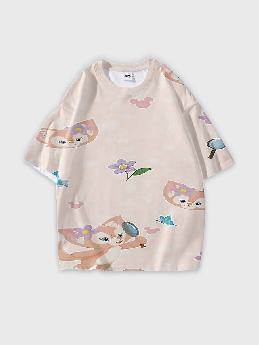 T-shirt round neck Role Pattern loose short sleeve L478