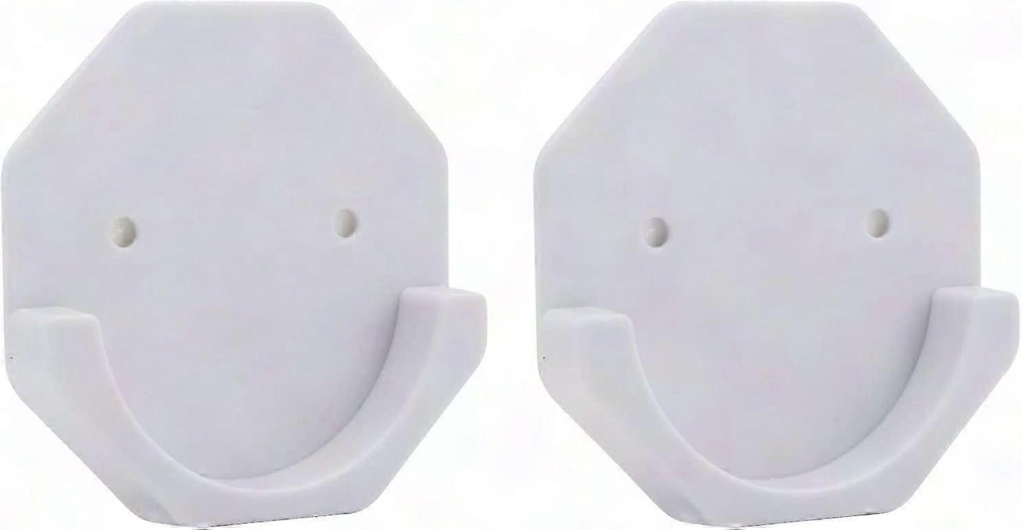 2 Pcs No Drill Curtain Rod Hooks - Hexagon White Rod Holders for Easy Installation Without Drilling