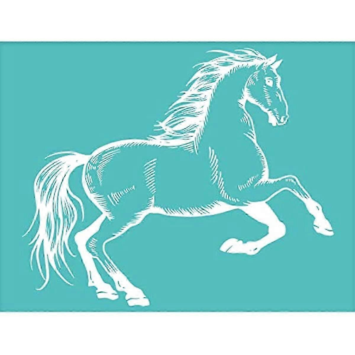 2025 2Pcs Self-Adhesive Silk Screen Printing Stencil Reusable Mesh Transfers Stencil Horse Pattern Silk Screen Stencil