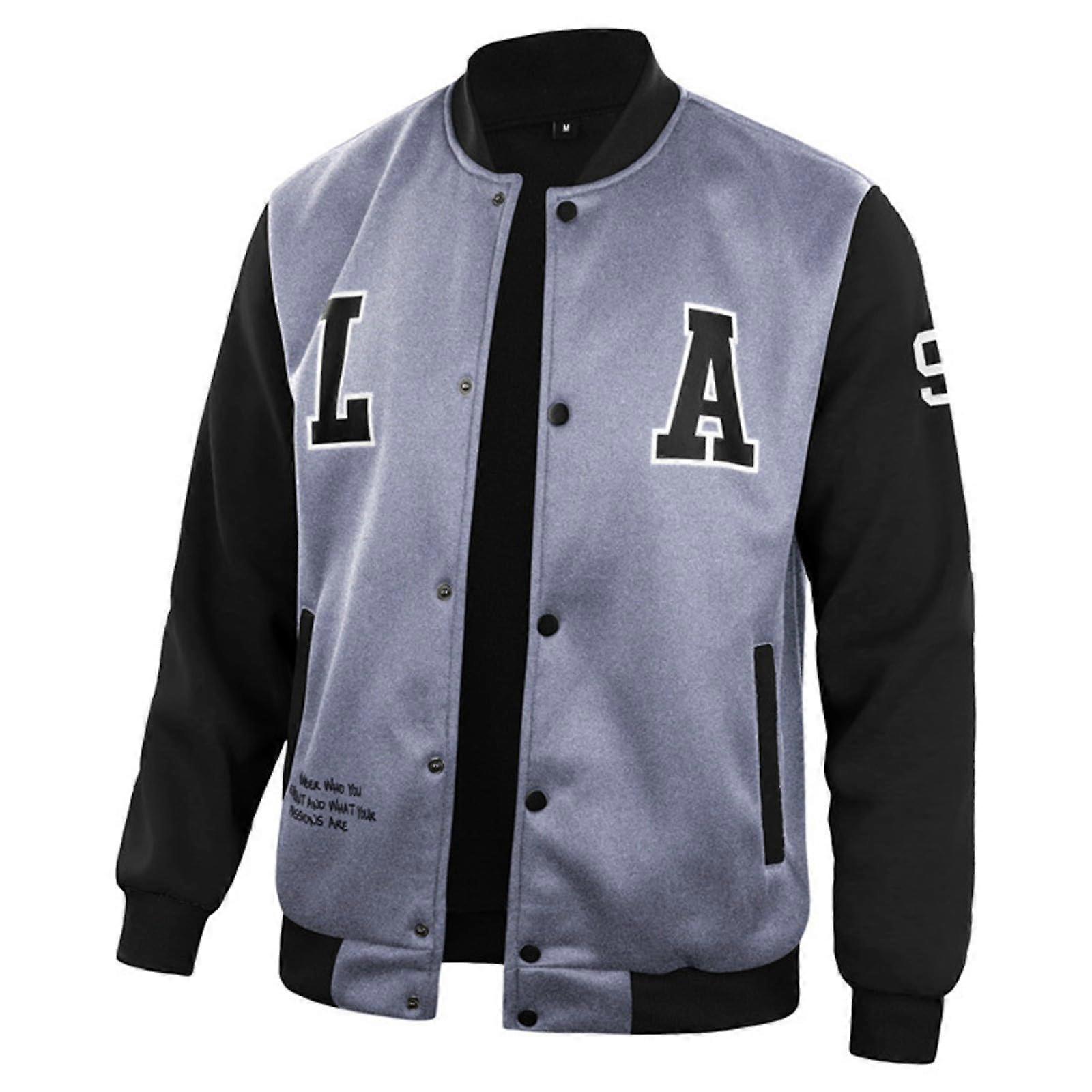 Bomber Jacket Men's Lightweight Windbreaker Transition Jacket Flight Jacket Stand-Up Collar Collegiate Grau XL