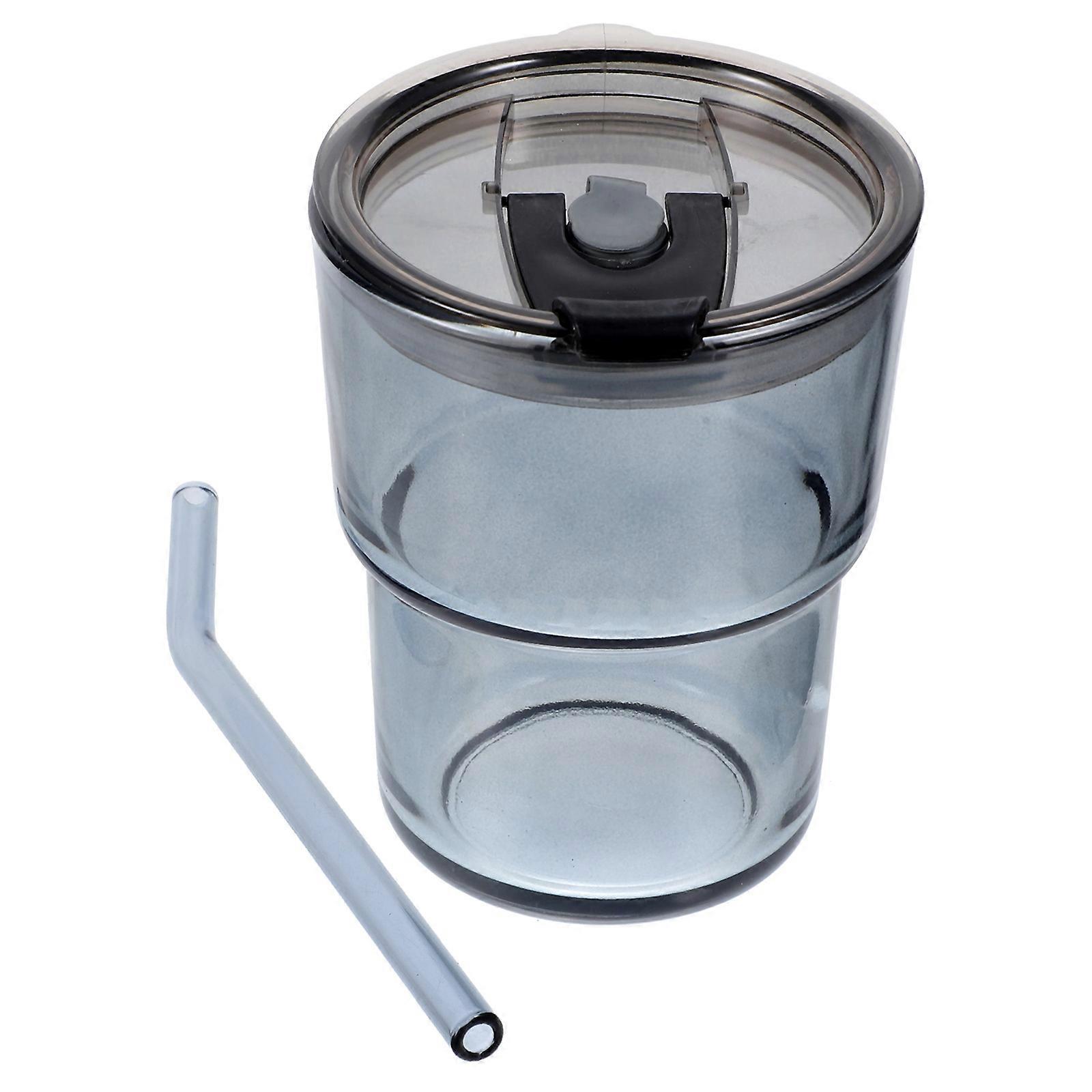 Glass Mug With Lid Straw Beverage Cup For Juices Drinks Easy To Clean For Home Office The Go Use For Lovers