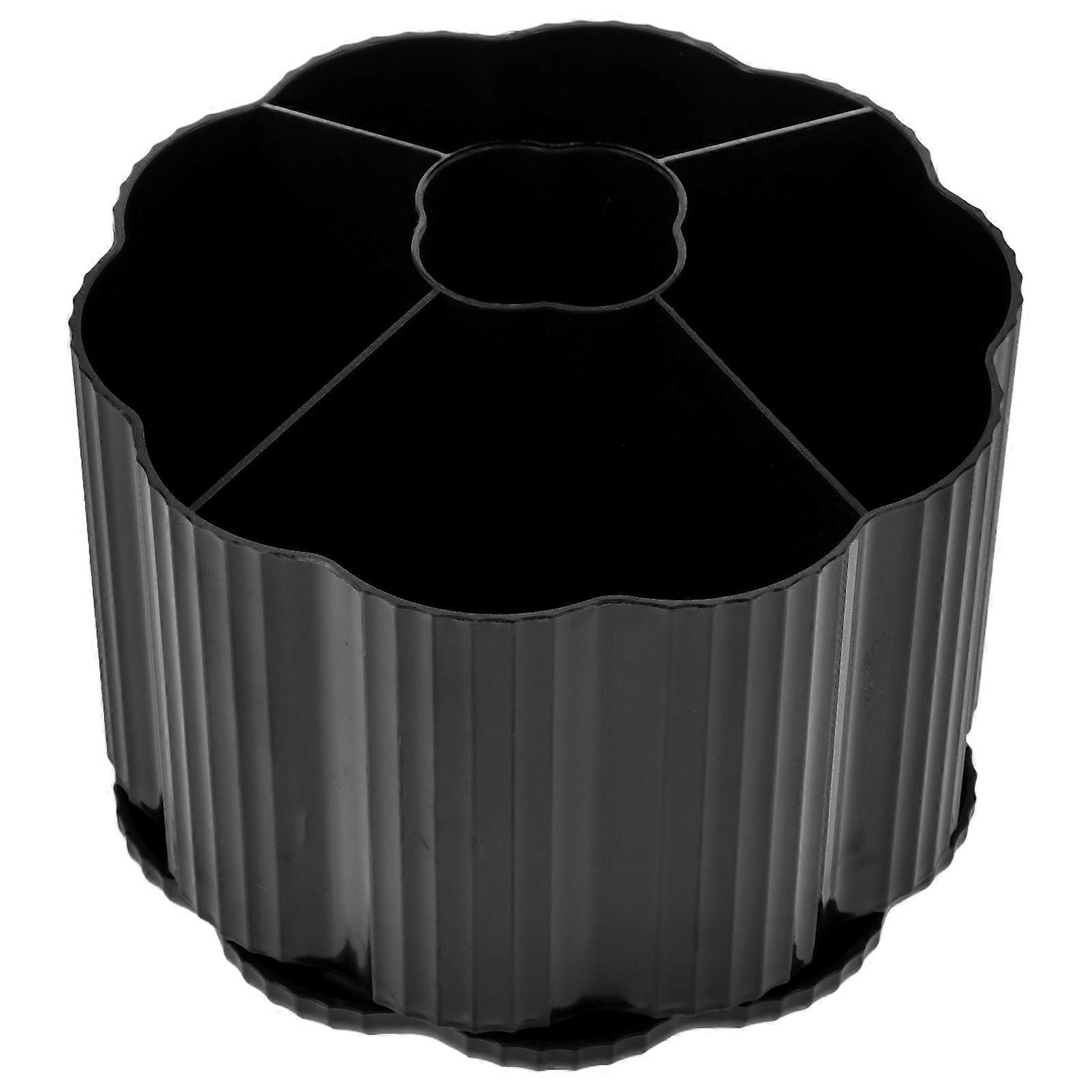 Black Acrylic Rotating Pen Holder for Makeup Brushes and Stationery Storage on Vanity Countertop 360 Degree Rotation