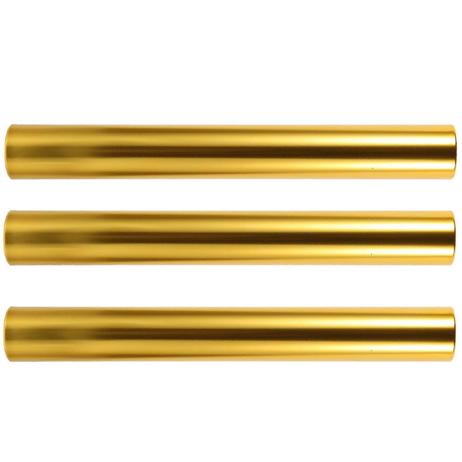 Kids Relay Race Stick Aluminum Alloy Golden Color 3Pcs for School Race