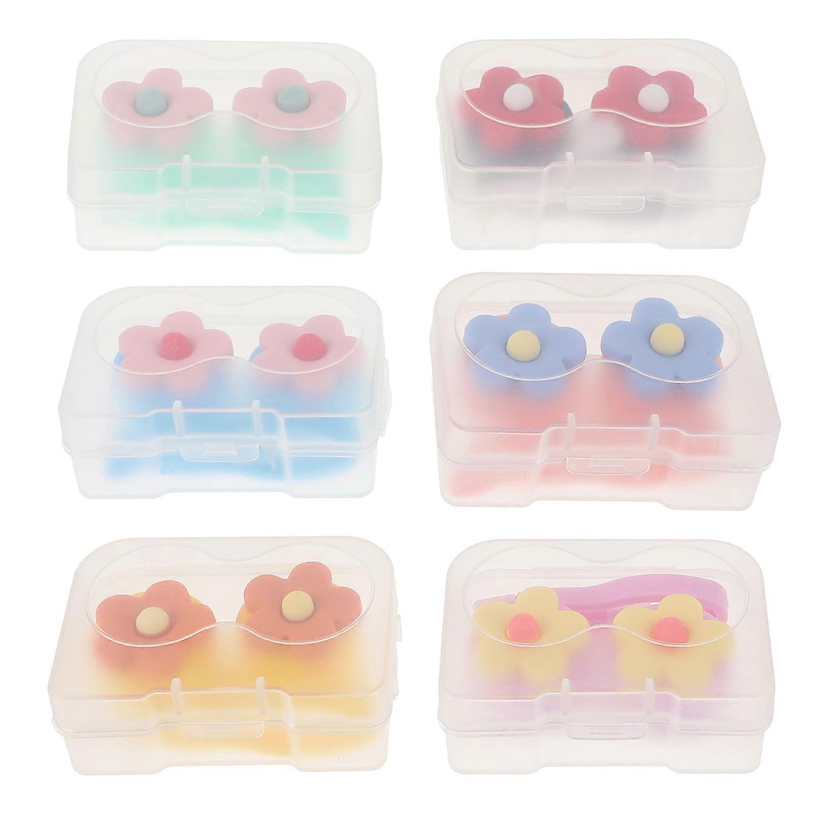 Lens Boxes Contacts Lens Cases Plastic Waterproof Storage Sealed Double Compartment Assorted Color 6Pcs