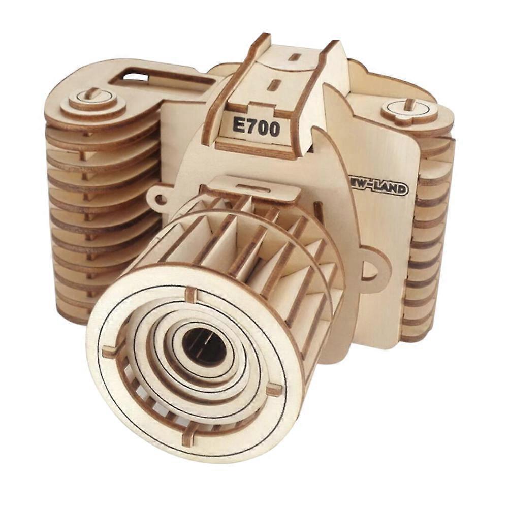 Light Yellow 3D Puzzle Toy Camera Shaped for Kids Playing Enhancing Creativity 1 Piece