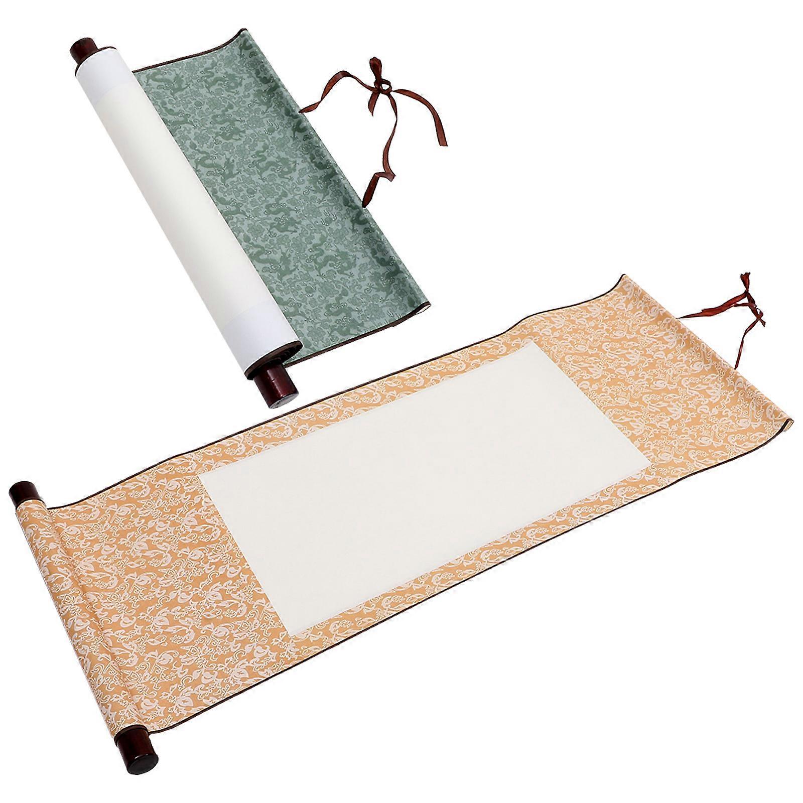 Blank Calligraphy scroll for Painting with Rice Paper Assorted Color 2 Pieces 10.6x59.1 Inches