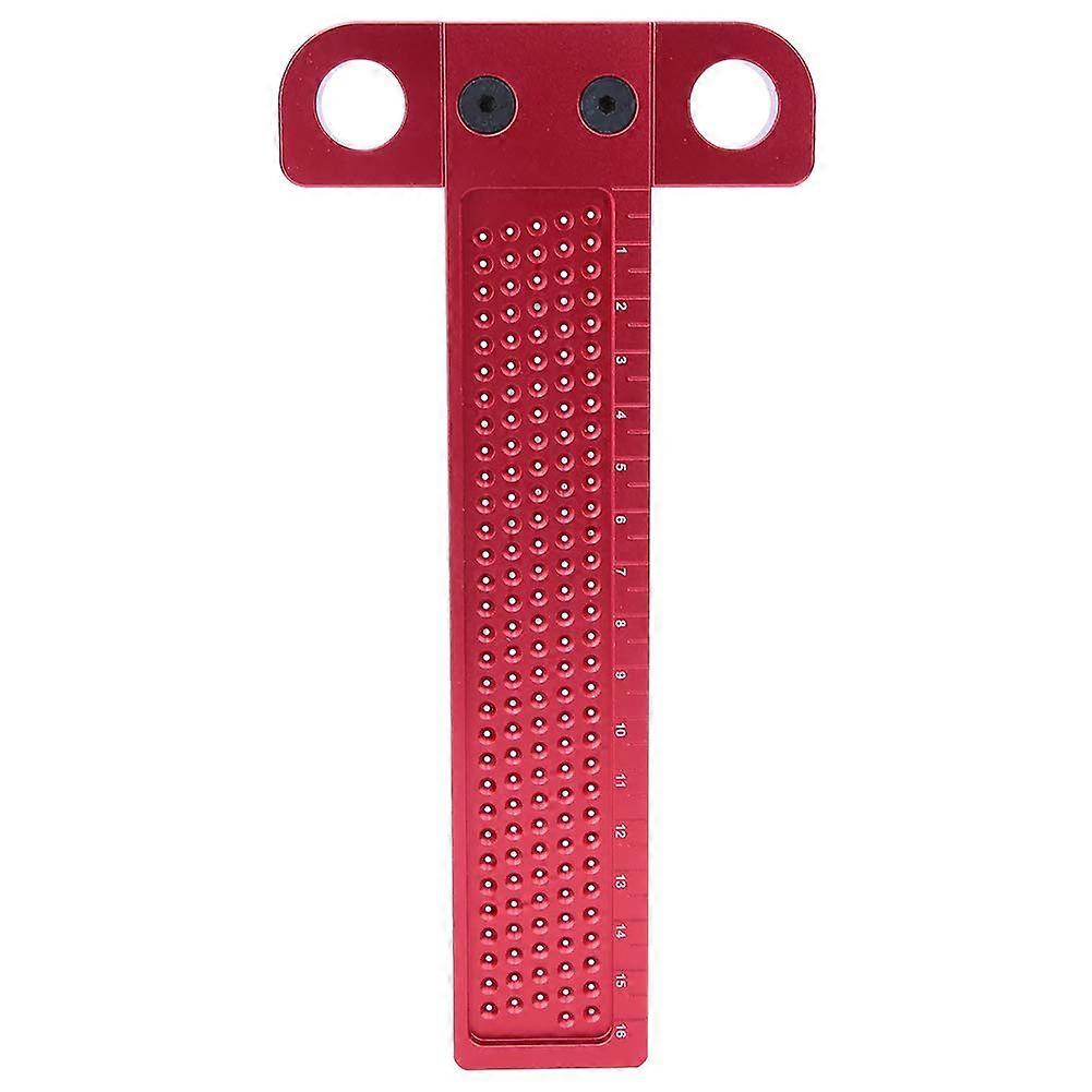 Woodworking marking ruler, Ttype, aluminum alloy, hole gauge, carpenter's marking tool for woodworking, layout and measuring tools (red)