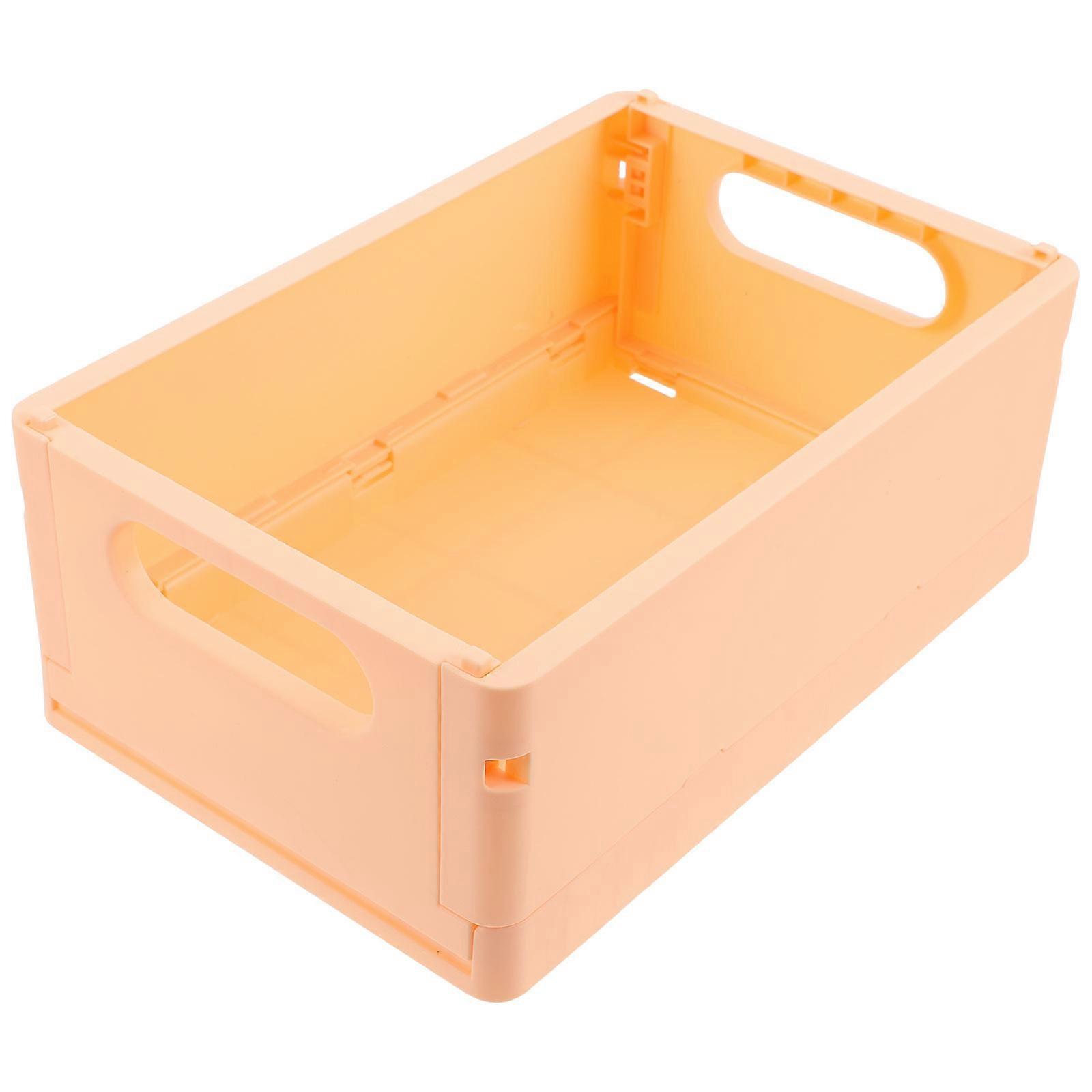 Orange Collapsible Plastic Storage Basket for Organizing Desk and Storing Sundries 12.5 x 8.3 x 9.8 inches