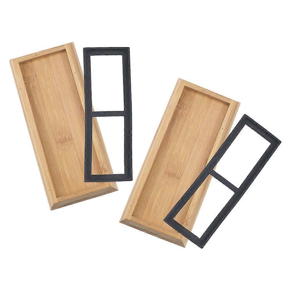 Bamboo Whetstone Holder for Home Use Sturdy Rubber Material Beige Color 2 Sets