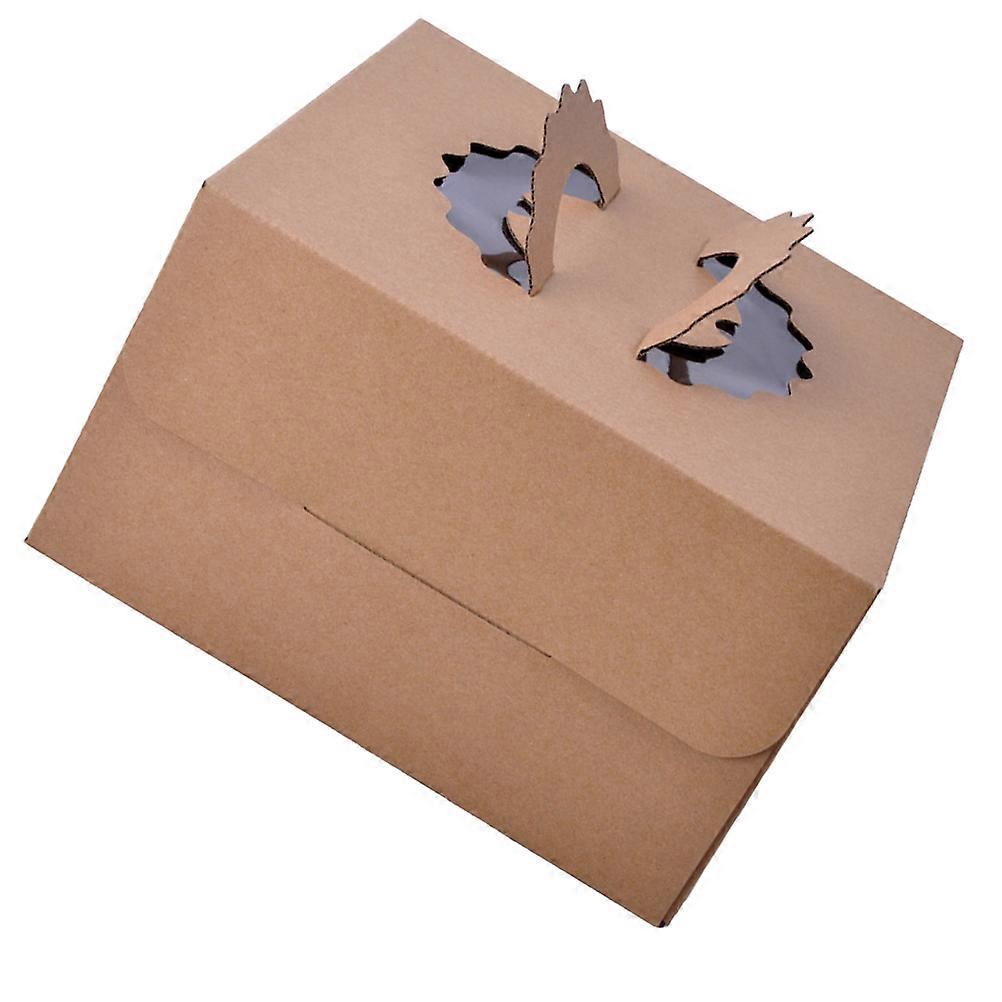 Square Kraft Paper Cake Box with Handle for Easy Carrying Durable Food Crisper Storage Box for Bakeries and Home Use Khaki 12 inch