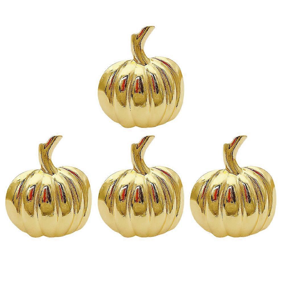 Golden Alloy Napkin Buckle with Delicate Pumpkin Design for Home Table Decor 4 Pieces