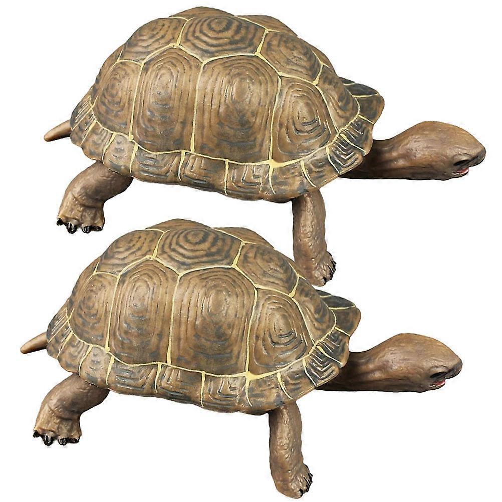 Realistic Tortoise Figurines   2PCS Simulated Land Turtle Models for Decor and Educational Play, Perfect for Birthdays and Holidays